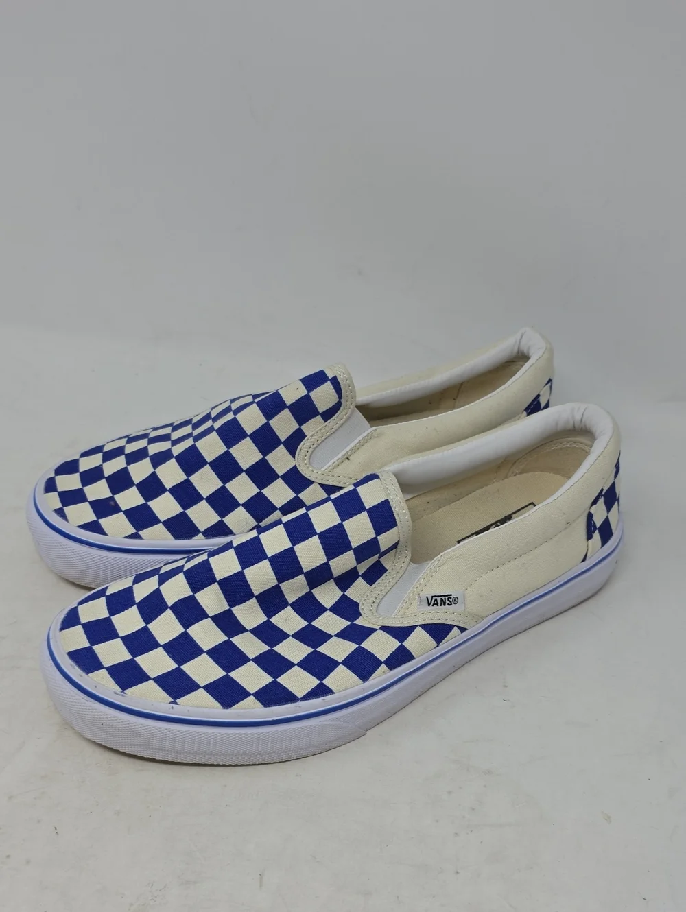 Vans Slip-On Checkerboard in Blue and White Men 9 Women 10.5